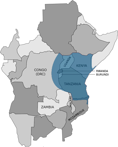 Region that speak KiSwahili 